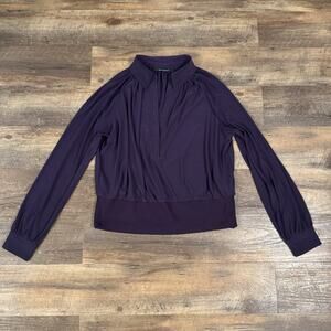 WHBM Banded Bottom Deep V-Neck Shirt Amethyst Purple See Measurements for Size